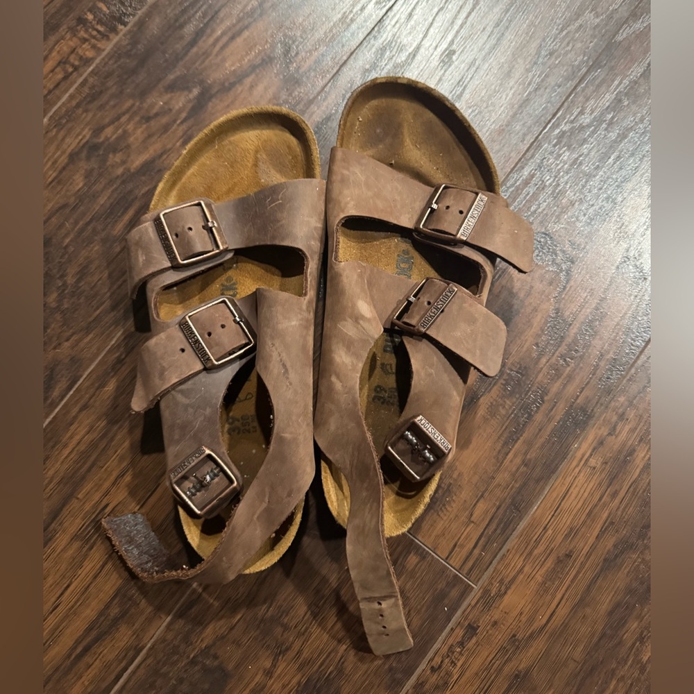Birkenstocks Brown Leather Sandals with Buckles